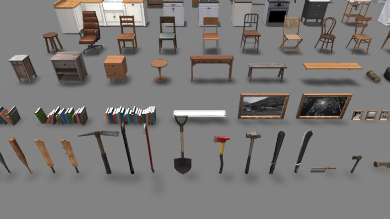 Unity3d插件:3D模型道具房180包3D Models Prop House 180